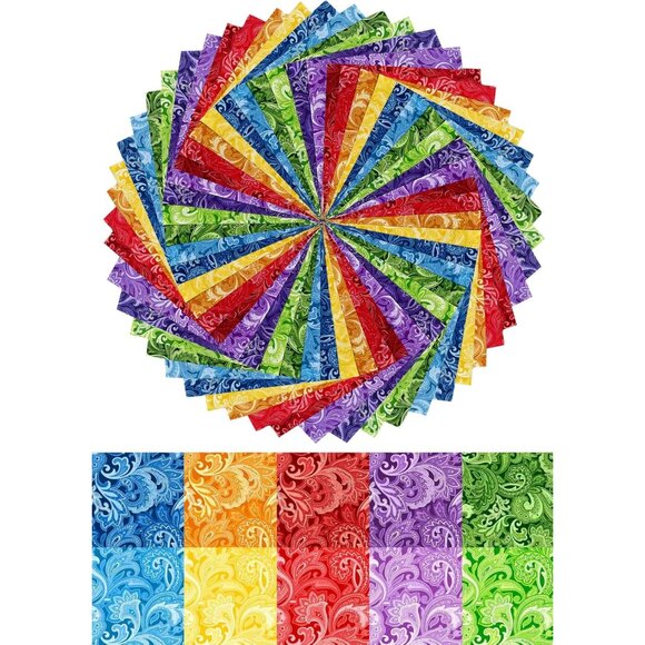 10"x 10" 50 PCS 100% Cotton Floral Fabric Squares Bundles Quilting Supplies for - Picture 4 of 4